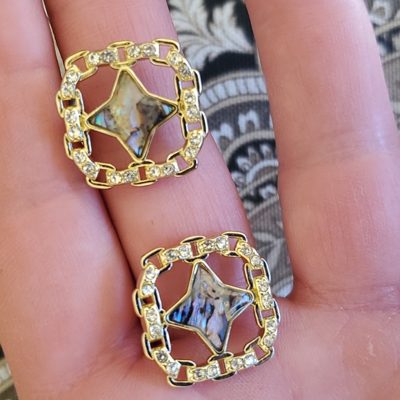 New Gold Wrapped Abalone Shell Stud Earrings. - Picture 11 of 16